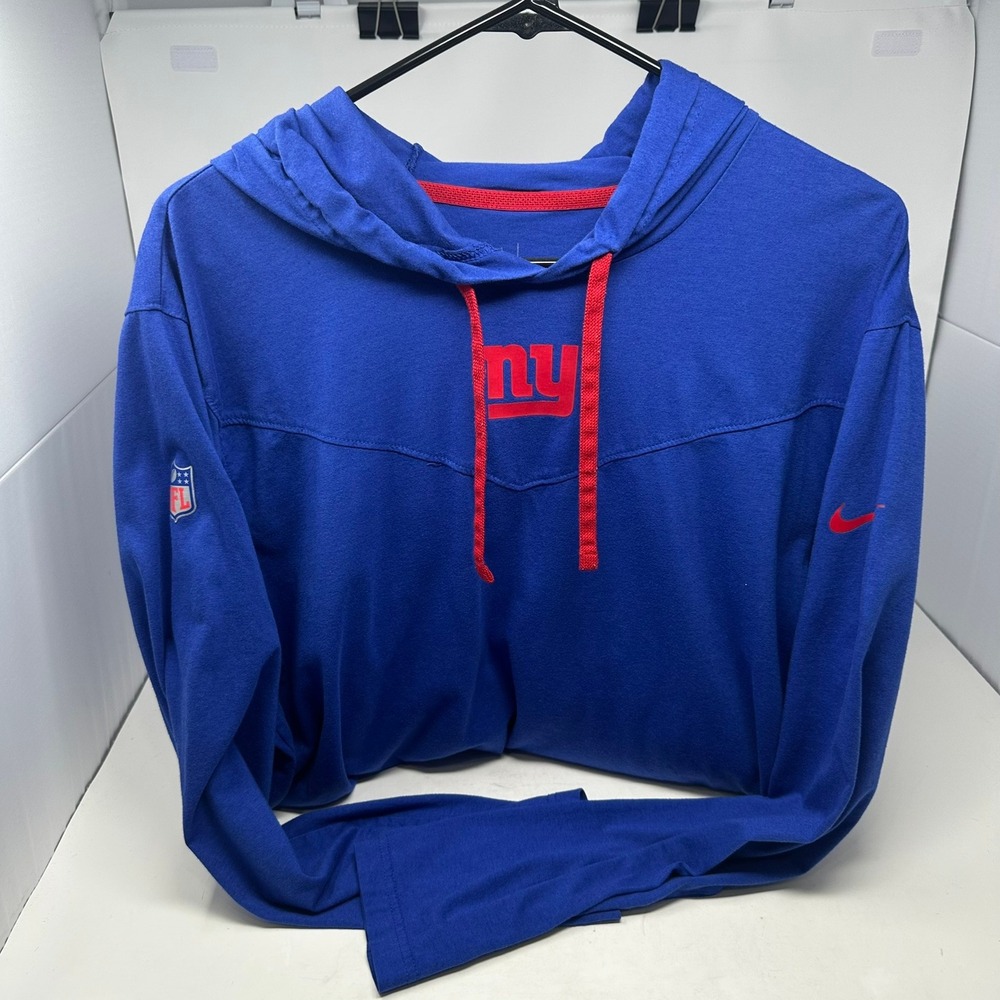 Nike T-Shirt Men S Blue NY Giants On-Field Apparel Hooded Long Sleeve NKOY-073K